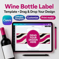 Blank wine bottle label Canva editable template